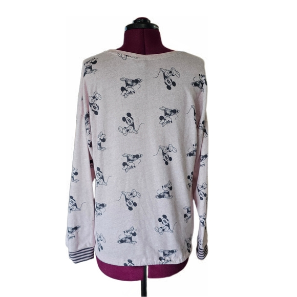 Disney Women's Pajama Top Pink with Black Mickey Pattern - Picture 6 of 15